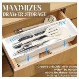 Gulfmew 2 Pack Deep Drawer Organizer Bins, Sliding Drawer Organizer Bin Expandable and Adjustable Tray for Kitchen Utensils, BBQ Tools, Towels, Durable Plastic Sliding for Easy Storage(17.4-27.6") - R