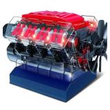 Playz V8 Combustion Engine Model Building Kit STEM Hobby Toy for Kids & Adults with DIY Guide & Realistic Parts Including Timing Belt  Cylinder Heads  Spark Plugs  Pistons  Ignition Wires  and More