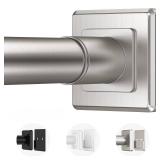Haryaers Brushed Nickel Tension Curtain Rod Adjustable Shower Curtain Rods 30-76 In Spring No Drilling or Screw Installation Shower Rod for Bathroom Shower Bar for Closet Kitchen with Brackets - Retai