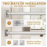 Haryaers Brushed Nickel Tension Curtain Rod Adjustable Shower Curtain Rods 30-76 In Spring No Drilling or Screw Installation Shower Rod for Bathroom Shower Bar for Closet Kitchen with Brackets - Retai