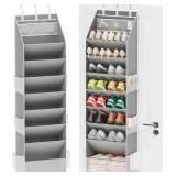 Criusia Shoe Organizer, Over the Door Shoe Organizer, Hanging Closet Shoe Storage with Large Deep Pockets, Fits 16-24 Pairs of Sneakers, Sandals, Boots, Gray - Retail: $24