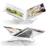 Acrylic Book Stand Large Clear Acrylic Book Holder, 12.5" x 9.5"x 5.7", Open Book Holder Stand for Display and Reading Cookbooks, Art Books, Bibles, Magazines - Home and Office - Retail: $29