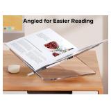 Acrylic Book Stand Large Clear Acrylic Book Holder, 12.5" x 9.5"x 5.7", Open Book Holder Stand for Display and Reading Cookbooks, Art Books, Bibles, Magazines - Home and Office - Retail: $29