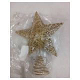 8 inch Christmas Tree Toppers Gold Glitter Star Metal Lighted with 20 LED Lights for Xmas Decorations, Holiday Party Indoor Bar Office Decor - Retail: $14