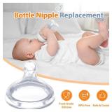 6 Pack Replacement Nipples Compatible with Dr Brown Wide Bottle, Silicone Nipples for Bottle, BPA-Free, Durable and Soft Nipple (S, Slow Flow) - Retail: $10
