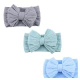 NUARTNOS Baby Nylon Headbands Soft Hair Bow Elastics Hairbands Accessories for Baby Girls Newborn Infant Toddler Kids (Blue) - Retail: $8
