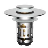 Hibbent Upgraded 3 in 1 Bathroom Sink Drain Strainer, Universal Pop Up Stopper with Removable Stainless Steel Filter Basket Hair Catcher, Sink Plug for 1.1