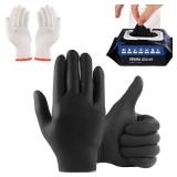 BBQ Gloves 50 Disposable nitrile Gloves with 2 Reusable Cotton Liners Guantes for Cooking Food Prep,Powder Latex Free,Heat Resistant for Grilling, Barbecue, Smoker Guante Heat Froof for Men - XLarge -
