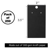 250 Pack Custom Earring Cards - Hanging Earring Display - Bulk Black (2x3.5 Inches) - Pack of 250 - Retail: $9