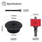 2 Pack Desk Grommet 2 Inch (50 mm), Desk Hole Cover for Cables, Black Desk Cord Hole Cover for Office Home Table, Cable Grommet with 1 Hole Saw Drill Attachment  - Retail: $7