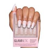 Valentines Day Glamnetic Press On Nails - Lace Blush | Glossy, Matte, Opaque, Medium Coffin Fake Nails, with Lace Detailing, Salon Quality | 15 Sizes - 30 Nail Kit with Glue - Retail: $20
