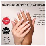 Valentines Day Glamnetic Press On Nails - Lace Blush | Glossy, Matte, Opaque, Medium Coffin Fake Nails, with Lace Detailing, Salon Quality | 15 Sizes - 30 Nail Kit with Glue - Retail: $20