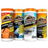 Armor All Interior Car Cleaning Wipes Kit, Disinfects, Protects, and Cleans Car Interiors, Includes Leather Care Wipes, Glass Wipes, Disinfectant Wipes, and Protectant Wipes, 4 Count