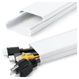 ZhiYo 34in TV Cord Hider for Wall Mounted TV, Large Cord Cover Wall, PVC Cable Management Raceway Kit, Wire Hider for Wall, White Wire Concealer 2 xL17in, W2in xH0.7in - Retail: $13