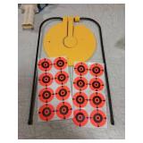 Atflbox Two in One Self-Healing Resetting Target, 8 Inch Gong High Caliber Spinner Target, Shooting Targets for Rifle, Pistol, Airgun, Handgun (Yellow) broke on top corner - Retail: $21