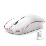 JOYACCESS Wireless Mouse for Laptop - Ultra Thin, Silent, 2400 DPI Portable Optical Mouse for Laptop,Computer,MacBook,Windows, Chromebook, PC (White + Pink) - Retail: $13