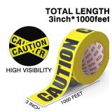 SWRT 1 Roll Premium Yellow Caution Tape, 3 Inch x 1000FT Bright Hazard Tape with Bold Black Text for Danger Zones/Sporting Events, Construction Tape for Crime Scenes/Halloween Decor - Retail: $9