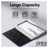Padike Business Card Holder, Business Card Case Professional PU Leather & Stainless Steel Multi Card Case,Business Card Holder Wallet Credit Card ID Case/Holder for Men & Women. (Purple) - Retail: $8