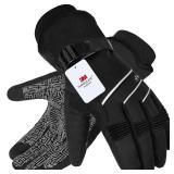 MOREOK Waterproof & Windproof -30°F Winter Gloves for Men/Women, 3M Thinsulate Thermal Gloves Touch Screen Warm Gloves for Skiing,Cycling,Motorcycle,Running-Black-M - Retail: $27