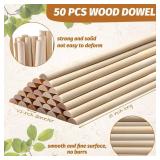 Tondiamo 50 Pcs Wooden Dowel Rods, Split Wood Dowel Unfinished Half Round Wooden Rods for Crafts DIY Feature Wall Log Cabin, Hobby Wood Products (18inch X 1/2inch) - Retail: $34