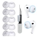 SOPROM Eartips for AirPods Pro 3 (3rd Generation), Pro3 Replacement Silicone Earbud Ear Tips with Cleaning Kit (5 Pairs, M, White) - Retail: $8