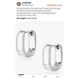 925 Sterling Silver Chunky Hoop Earrings - Retail: $15
