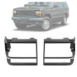 HECASA Headlight Bezel Pair Compatible with 1989-1994 Ford Explorer Ranger Bronco II Headlamp Door Set Housing Cover Trim Matte Black Right & Left Replacement for FO2513110 FO2512112 - Retail: $26