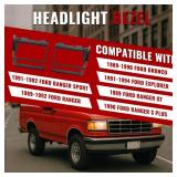 HECASA Headlight Bezel Pair Compatible with 1989-1994 Ford Explorer Ranger Bronco II Headlamp Door Set Housing Cover Trim Matte Black Right & Left Replacement for FO2513110 FO2512112 - Retail: $26