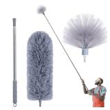 IVYROLL Cobweb Duster with Extension Pole, Spider Web Brush & Ceiling Cleaning Kit, 100" Microfiber Feather Duster Cleaner with Washable Head for Ceiling Fan, Furniture, Home - Retail: $9