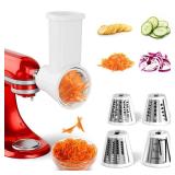 Slicer Shredder Attachment for KitchenAid Stand Mixer, Cheese Grater Attachment for Kitchenaid, Salad Maker, Grinding Powder, Dishwasher Safe with 4 Blades, White - Retail: $30