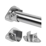 Closet Rod, 17 to 76 Inch Heavy Duty Adjustable Metal Clothing Rack for Hanging Clothes, Closet Poles for Wardrobes, Laundry, Durable Steel, Silver