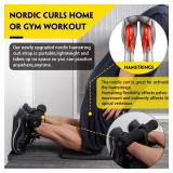 Nordic Hamstring Curl Strap with Fitness Knee Mat, Holds 420 Pounds for Hamstring Curls, Sit Up Bar for Floor, Spanish Squats, Ab Workout, 5 Seconds Setup Nordic Curl Home Fitness Equipment - Retail: 
