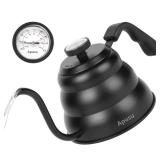 Pour Over Kettle for Manual Drip Coffee and Tea with Thermometer 28oz Gooseneck Kettle with Flow Control Stainless Steel Water Kettle for Stovetop,800ml,4 Cup,Black,1Pack - Retail: $19