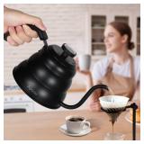 Pour Over Kettle for Manual Drip Coffee and Tea with Thermometer 28oz Gooseneck Kettle with Flow Control Stainless Steel Water Kettle for Stovetop,800ml,4 Cup,Black,1Pack - Retail: $19