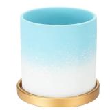 PATIKIL 5.12 Inch Ceramic Plant Pots, Modern Flower Planters Gradient with Drainage Holes for Decorate Home Indoor Plants Succulent Herb, Light Blue - Retail: $25