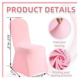 Yahpetes Chair Cover 2 Pcs Pink Polyester Spandex Banquet Chair Covers Slipcover Flat Front Stretch Spandex Chair Covers for Wedding Banquet Dining Party Decorations (Pink) - Retail: $14