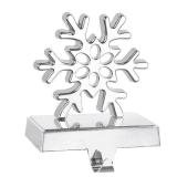 Adecortalk Snowflake Christmas Stocking Holder 3D Silver Mantel Stocking Hanger Metal Hook Non - Slip for Fireplace Mantle Xmas Holiday Party Decorations