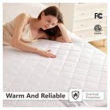 Wapaneus Heated Mattress Pad Queen Size 10 Heat Settings & Dual Control with 1-12 Hours Timer Auto Off,Deep Pocket Fits up to 18",Microfiber Bed Warmer,ETL Listed Machine Washable,60"x80" - Retail: $6