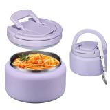 Itslife Kids Thermo for Hot Food 13.5oz Lunch Containers with Buckle Lid Wide Mouth Hot Food Jar Vacuum Insulated Stainless Steel Bento Box Leakproof with Spoon(Purple)
