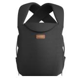 Momcozy WeeSnug Baby Carrier - Cozy Comfort for Newborns 7-25 lbs, Ergonomic Cross-Back Support, Effortless to Put On, Hands-Free Infant Carrier with Lumbar Support, Black - Retail: $50