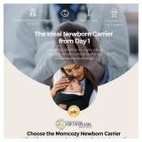 Momcozy WeeSnug Baby Carrier - Cozy Comfort for Newborns 7-25 lbs, Ergonomic Cross-Back Support, Effortless to Put On, Hands-Free Infant Carrier with Lumbar Support, Black - Retail: $50