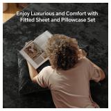 BEDELITE Velvet Fitted Sheet and Pillowcases Set, Luxury Soft Fuzzy Bottom Sheet with Reinforced Elastic Corner Straps, Deep Pocket up to 15 Inch, 1 Fitted Sheet and 2 Pillowcases (Queen, Black) - Ret