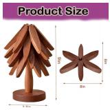 Tree Coasters Set of 4 - Wooden Trivets for Hot Dishes, Pot, Bowl, Coffee, Teapot (Brown-4) - Retail: $26