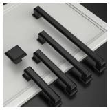 Amerdeco 10 Pack Matte Black 5 Inch(128mm) Hole Centers Kitchen Cabinet Pulls Cabinet Hardware Kitchen Handles for Cabinets Cupboard Handles Drawer Pulls - Retail: $20