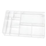 ZEXALOR 8-Section Clear Drawer Organizer, Large Acrylic Drawer Divider Tray for Desk,Bathroom,Office Makeup,Junk, Plastic Drawers Organizer 13.7" x 8.7" x 2" (8-Section) - Retail: $15