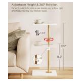 Masupu Sofa Arm Tray Table - 360° Swivel Height Adjustable End Table, Small Snack Side Table for Couch, C Shaped Table for Bed, Chair or TV Tray Table(Marble White and Gold) - Retail: $38