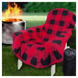 Blanket for Chair Waterproof and Reversible - Cozy Sherpa Camping Chair Cover, Fits Outdoor Patio, Lawn, Bonfire, Pool & Office Chairs, All-Season Use for Bonfire or Rainy Day(Includes Carry Bag) - Re