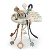 GOPO TOYS Baby Airplane Toys Montessori Silicone Pull String Fidget for Babies 18 Months+ Travel Toy for Plane, Car, and Stroller Teether & Sensory Play - Retail: $16