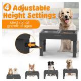 URPOWER 2-in-1 Elevated Slow Feeder with No Spill Dog Water Bowl 4 Height Adjustable Raised Bowl Stand for Small to Large Dogs, Cats & Pets - Retail: $37