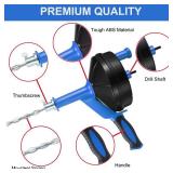 Drain Auger, Clog Remover with Drill Adapter, 25 Feet Flexible Plumbing Snake Use Manually or Powered for Kitchen, Bathroom and Shower Sink, Comes with Gloves (blue) - Retail: $32